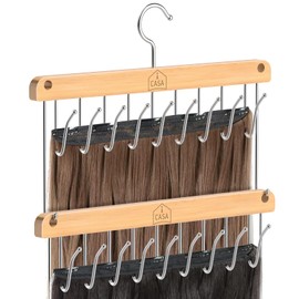 iCASA 2-Pack Hair Extension Holder - Stackable Hair Extensions Hanger Without Tangling, Wig Hangers Organizer for Multiple Wigs with Rotable Hooks, Hairpieces Weave Rack for Styling Washing Drying