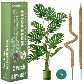 Moss Pole 2 Pack 28'' and 48" - Monstera Plant Support - Bendable Plant Trellis Moss Pole for Plants Monstera - Moss Poles for Climbing Plants - Plant Sticks - Plant Stakes for Indoor Plants Potted