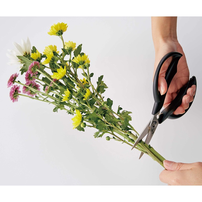 Kai KAI Seki Magoroku Flower Cutting Shears, Black, Approx. Width