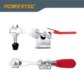 POWERTEC Toggle Clamp Set for T track, 500 lbs Holding Capacity, 225D Quick Release lever clamp w/Mounting Plate for Woodworking Jigs and Fixtures, CNC Machine, Drill Press, Table Saw Sled (71819)