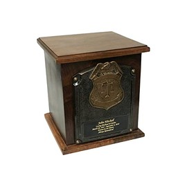 Law Enforcement, Police Officers, Justice Wood Funeral Cremation Urn with Personalization
