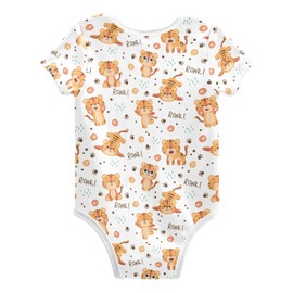 CaTaKu Cute Animals Newborn Onesie Short Sleeve Bodysuit for Baby Girl Boy Tiger Clothes Rompers 0-3 Months