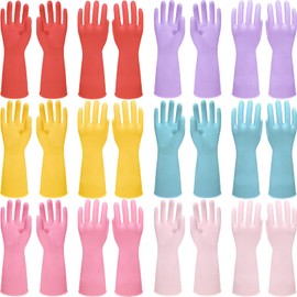 ATZNZIK 12 Pairs Rubber Cleaning Gloves for Dishwashing Reusable Kitchen Gloves for Washing Dishes and Household Non-Slip Cleaning Dish Gloves for Women Men,Medium