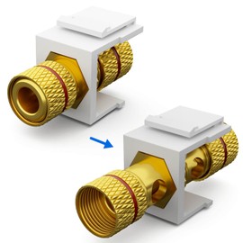 HB-DIGITAL Keystone Module with Pole Clamp to Threaded Socket (Red Marking) | Multimedia Keystone for Patch Panel Keystone Holder Connector Adapter Coupling Plug & Play White