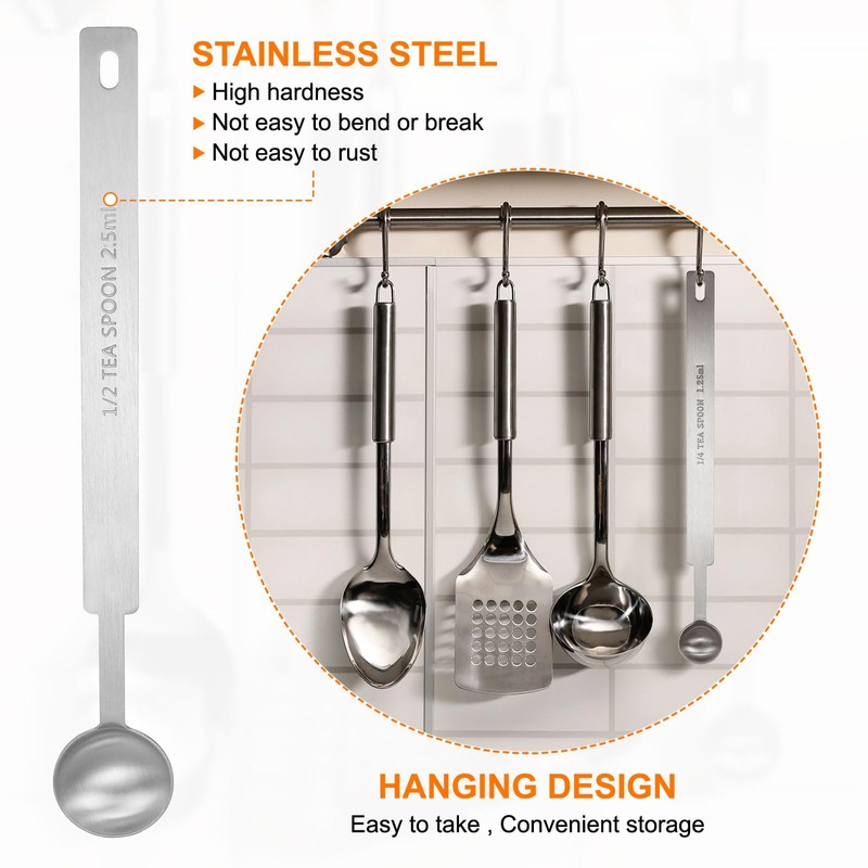 sourcing map 4pcs Single Measuring Spoon Set 1/4 1/2 1
