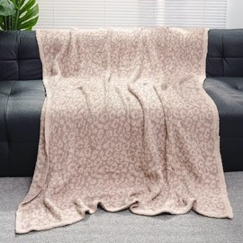 Ultra Soft Leopard Throw Blanket, Cozy Warm Reversiable Luxury Fluffy Blanket Throw Cheetah Blanket Leopard Pattern Throw for Couch Bed Sofa, 51x63 inches, Khaki White