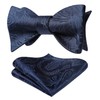 HISDERN Men's Bow Tie Floral Self Bow Tie and Pocket