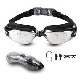 KITDAHOM Swimming Goggles, Diving Goggles, with Case, Nose Clip and Earplugs, Anti-Fog and UV Protection, for Adults and Children, Ideal for Swimming and Diving