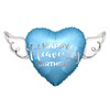 Happy Heavenly Blue Birthday Balloons Heart Shaped with angel wings