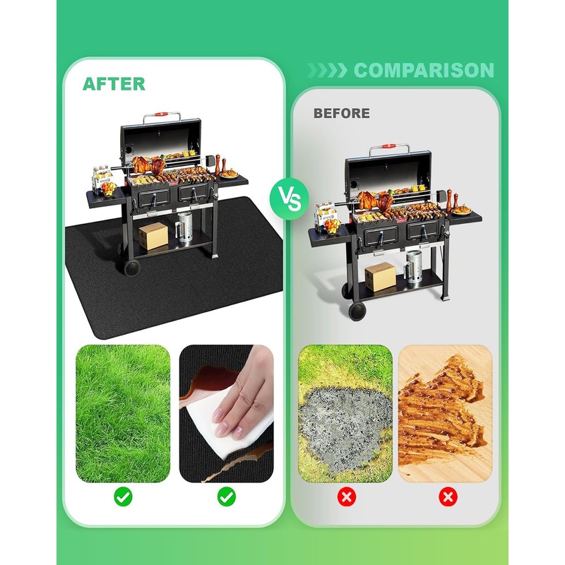 TAOMAND Large 76 x 52 inches Under Grill Mats for