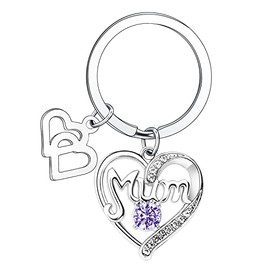 BESPMOSP Mum Keychain Mother's Day Heart Birthday Gifts For Mum Crystal Pendant Keyring (Color-Purple)