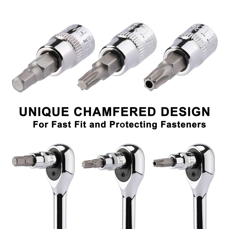 Mayouko 107-Piece Bit Socket Set, 1/4", 3/8" and 1/2" Drive,