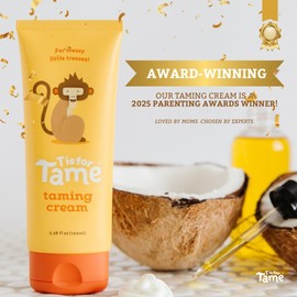 T is for Tame - All-Natural Hair Taming Cream for Kids, Frizz & Flyaway Control, Coconut Oil & Jojoba Leave-In, Safe for Babies & Toddlers, Non-Greasy, 3.38 Fl Oz (Bundle of 2)