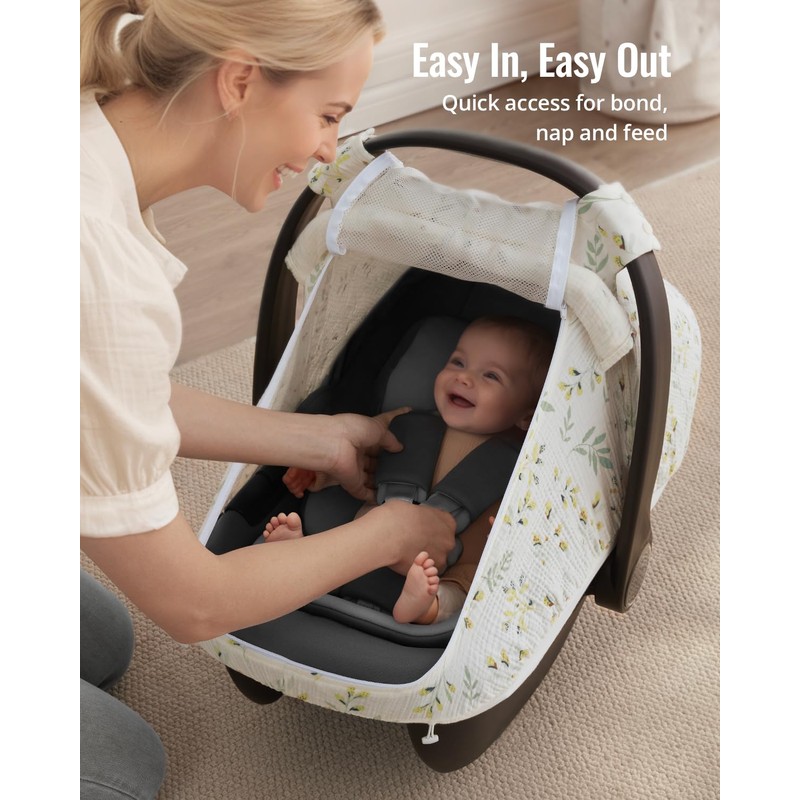 Blissful Diary Baby Car Seat Cover, Extra Large Mesh Window,