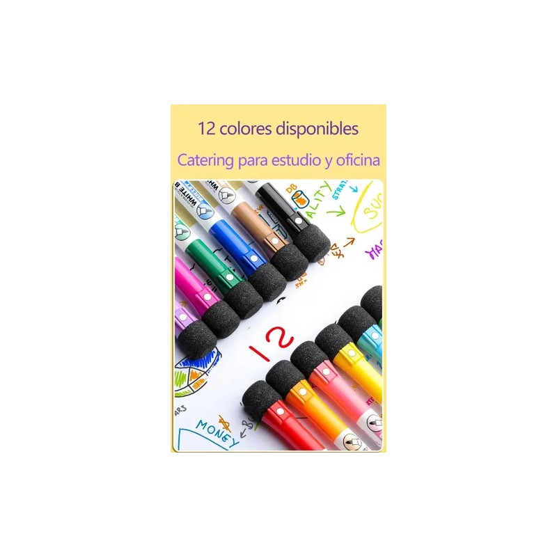 24 Plumones Pizarrón Blanco Delgados Magnéticos C/borrador