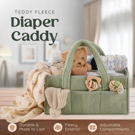 KILPDNZA Nappy Bag Organiser, Changing Organiser, Baby Organiser Basket with Compartments & Handles - Newborn Gift 2025 (Sage Green)