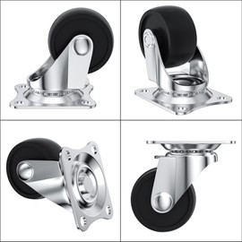 8 PCS Black Universal Swivel Casters,30mm(1.25 inch) Castor Wheels for Furniture