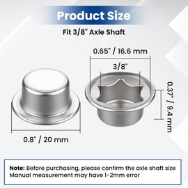 ZIUZI 6 Pcs Spring Steel Push on Pushnut Cap, Permanent Washer Caps Fits 3/8” Axles, Axle Cap Nut for Hand Trucks, Rolling Bins, and Lawn Wagons - Perfect Alternative for Cotter Pins