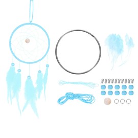 PATIKIL DIY Dream Catcher Kit, Making Dream Catcher Supplies Wall Hanging Handmade Dream Catcher Kits for Beginner Style 3, Sky Blue