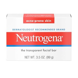 Neutrogena Barra de Limpieza Facial para Piel Propensa al Acné, Limpiador Diario Suave No Medicado, Jabón Transparente No Comedogénico con Glicerina, 