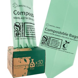 C Crystal Lemon 22L Compostable Trash Bags, Heavy Duty Trash Bags and Kitchen Garbage Bags