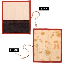 Lurrose Bamboo Calligraphy Brush Holder, 30cm Roll Up Painting Brush Roll Bag Chinese Roll Up Brush Pen Bag Pencil Wraps