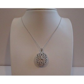 Unbranded 925 STERLING SILVER LOCKET CROSS PENDANT NECKLACE W/ ACCENTS / SIZE 35MM BY 25MM