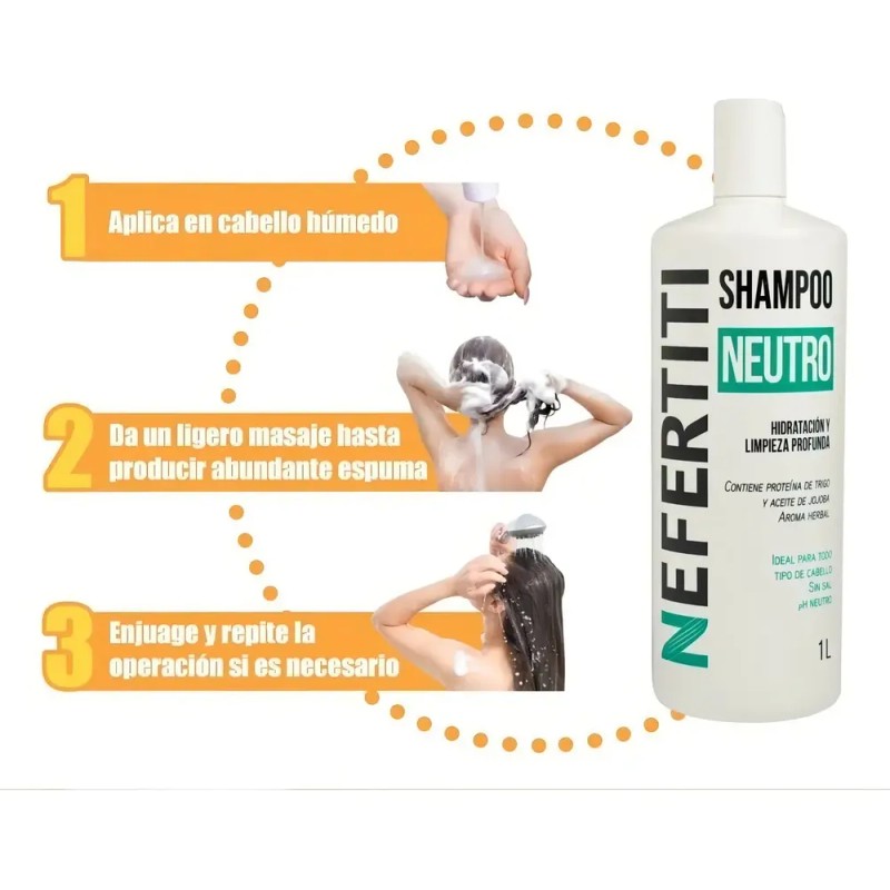 Shampoo Neutro Nefertiti Sin Sal + Limpieza Profunda 1000 Ml