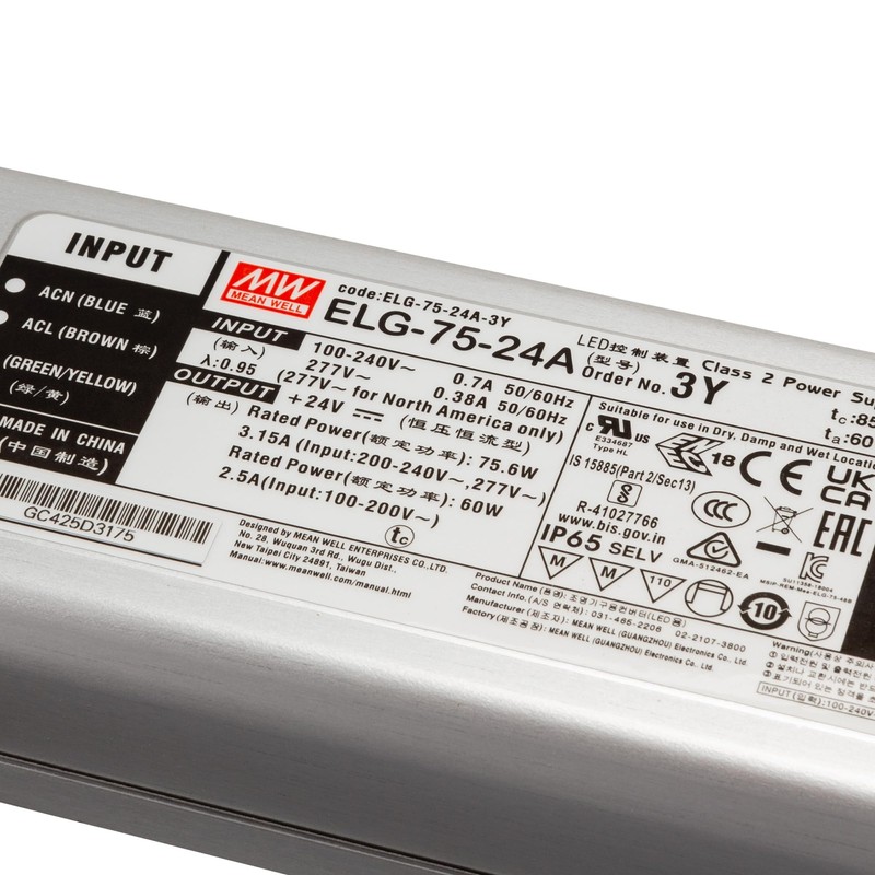 Mean Well ELG-75-24A-3Y LED Driver Constant Voltage Constant Current 75.6W