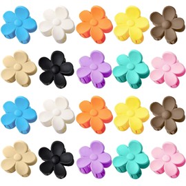 20 Pcs Cute Flower Hair Clips, 1.57 Inch Cream Color Claw Clips with Strong Hold, No-Slip Grip for Thin to Thick Hair 10 Assorted Colors