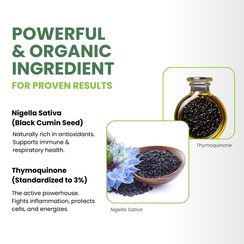 ThymoQuin Organic Cold-Pressed Black Seed Oil Capsules for Skin, Joint,