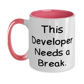 Sarcastic Developer Gifts, This Developer Needs a Break, Best Two Tone 11oz Mug For Coworkers, Cup From Coworkers, Unique developer gifts, Inexpensive developer gifts, Budget friendly developer