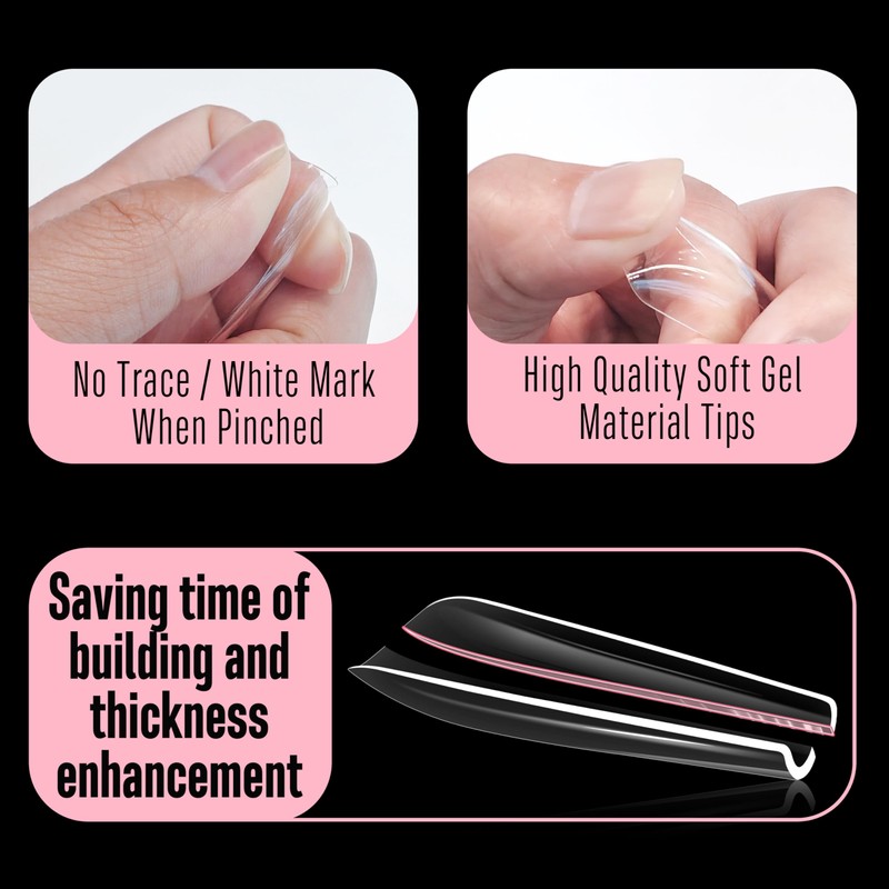 NOVO OVO Sculpted XXL Coffin Nail Tip for Curved Nails,