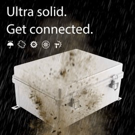 Gratury Junction Box, IP67 Waterproof Plastic Enclosure for Electrical Project, Hinged Grey Cover, Includes Mounting Plate and Wall Bracket 410×310×180mm (16.1"x12.2"x7.1")