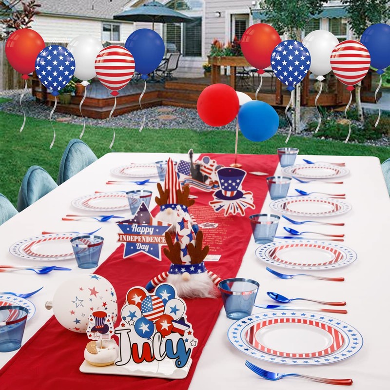 THALIA 180pcs 4th of July Plastic Plates - Red White