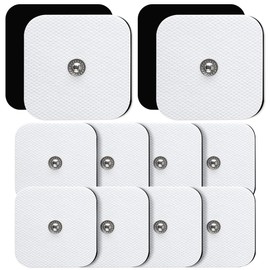 TENS Machine Pads 50 x 50mm 12 Pcs, Latex-Free TENS Machine Pads with Self-Stick Performance, TENS Machine Pads Replacement, TENS Machine Replacement Pads (Stud Size 3.5mm)