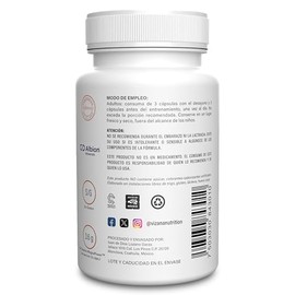 VIZANA NUTRITION | Creatina Magnapower Quelada con Magnesio en Cápsulas Veganas (180 Capsulas-600 mg) | Fórmula patentada Albion® para mayor absorción