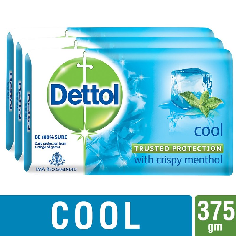 Dettol Cool Bar Soap for Healthy Skin Pack of 3