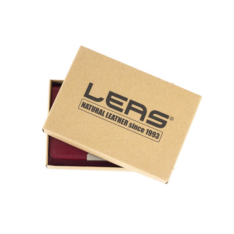 Leather Boxed Style wallet with large coin compartment LEAS, Genuine