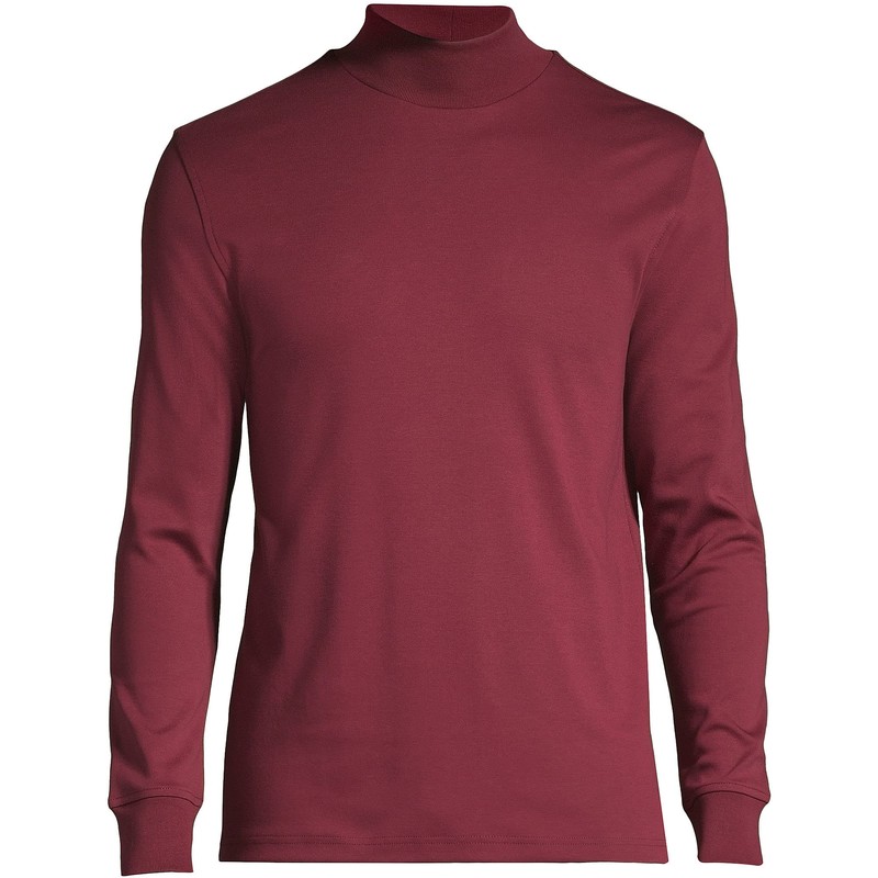 Lands' End Mens Long Sleeve Supima Mockneck Rich Burgundy Tall