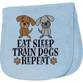 inktastic Dog Trainer Eat Sleep Train Dogs Baby Burp Cloth Light Blue 42f79