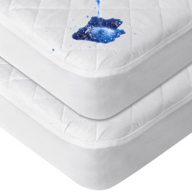 Moonsea Waterproof Crib Mattress Protector Quilted Toddler Bed Pad Cover 2 Pack 52"x28"
