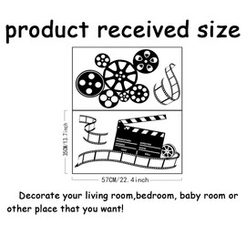 SUPERDANT Movie Film Wall Stickers Cinema Wall Decals Movie Theater Wall Art Stickers Peel and Stick DIY Black Vinyl Art Decoration for Movie Theater Cinema Wall Decoration 57x35cm