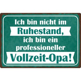 Metal Sign 20 x 30 cm Retirement Pension Full Time Grandpa Sayings Tin Sign