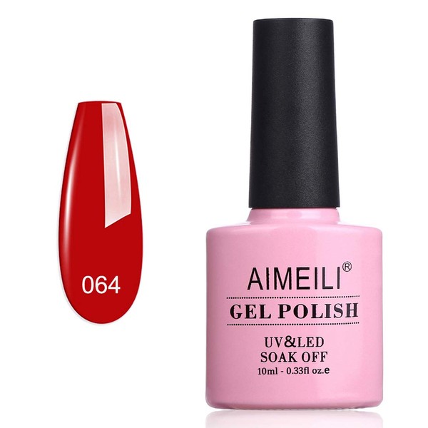 AIMEILI Soak Off UV LED Gel Nail Polish - Pillar Box Red (064) 10ml