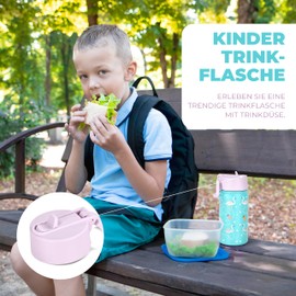 HYDRATE Bottles Children's Stainless Steel Drinking Bottle – 350 ml – Flamingo Print with Pink Lid – One-Handed Operation – Stainless Steel Thermos Flask Children