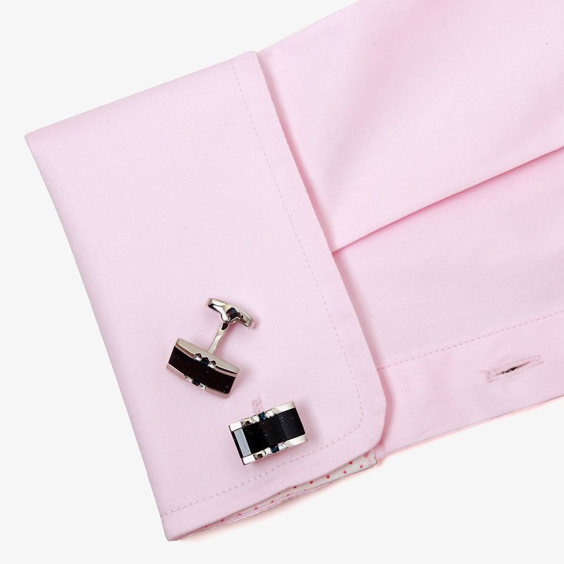 BagTu Galaxy Cufflinks Set, 2pcs Starry Sky Metal Rectangular Dark