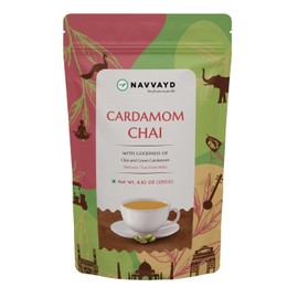 NAVVAYD Cardamom Chai, (8.82 Oz / 250 Gm), Assam CTC Chai With Original Cardamom