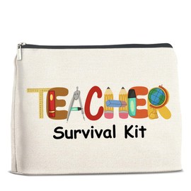 UPNEGE Teacher Gifts for Women Makeup Bag, Teacher Appreciation Gifts Funny Teacher Survival Kit Cosmetic Bag Zipper Makeup Pouch