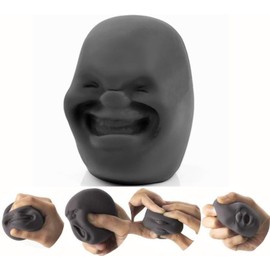 Funny Human Face Emotion Balls - Fidget Stress Relief Squeeze Balls for Kids & Adults, Sensory Toys for Autism (Black, Happy)